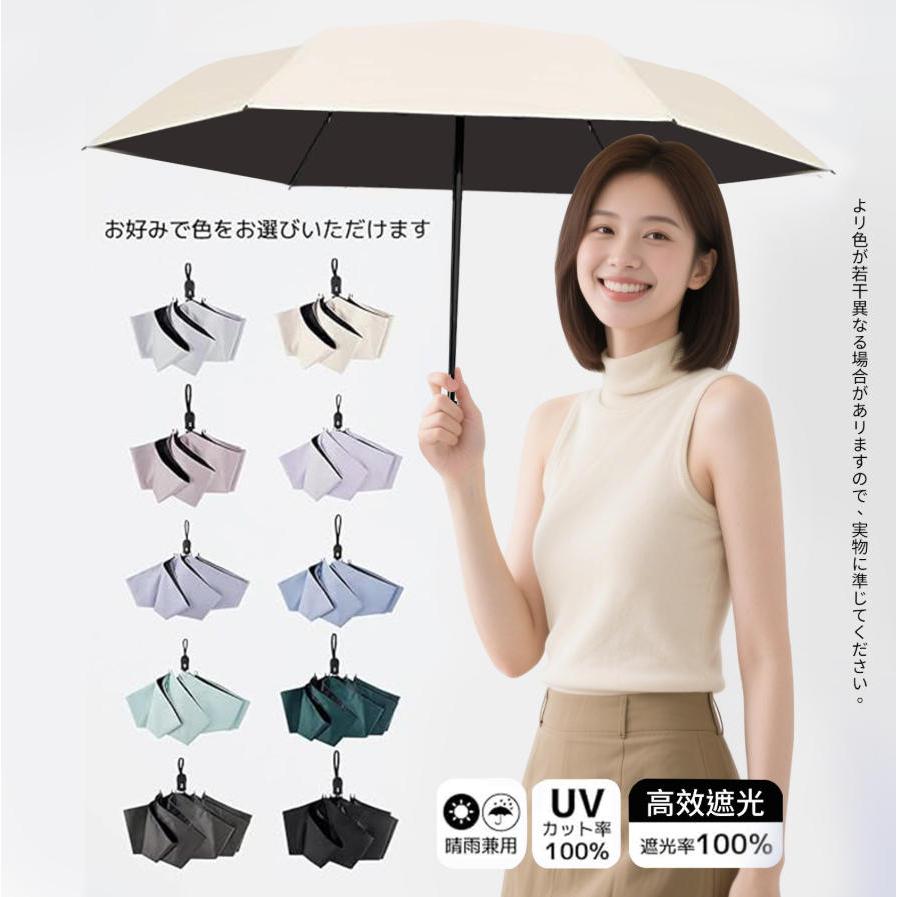 日傘 折りたたみ 完全遮光 ワンタッチ 自動開閉 晴雨兼用カラビナ