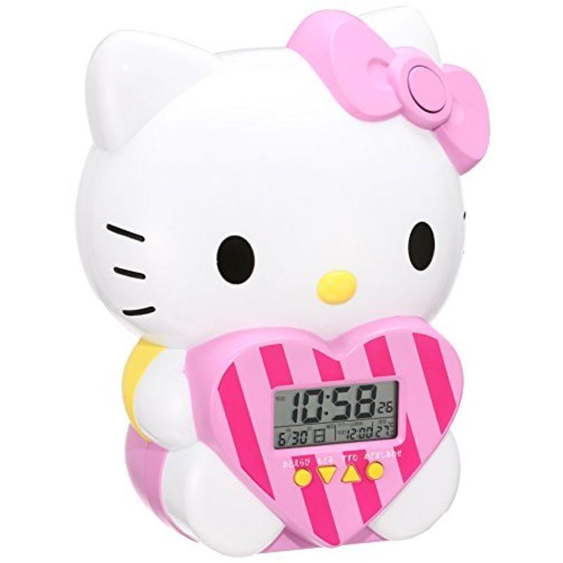 セイコー クロック 目覚まし時計 ハローキティ キャラクター型 おしゃべり アラーム デジタル インテリア時計 デジタル 表示 温度
