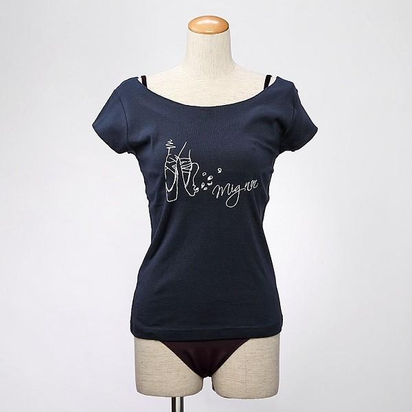 Mignon（ミニヨン） バレエ トップス 半袖 T シャツ トウシューズ柄