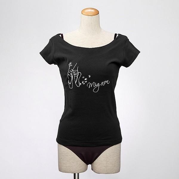 Mignon（ミニヨン） バレエ トップス 半袖 T シャツ トウシューズ柄