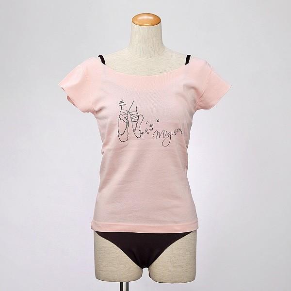 Mignon（ミニヨン） バレエ トップス 半袖 T シャツ トウシューズ柄