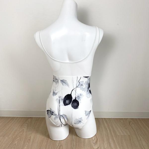 レオタード バレエ 大人 モノトーン 花柄 ブラカップ差込可 白 黒