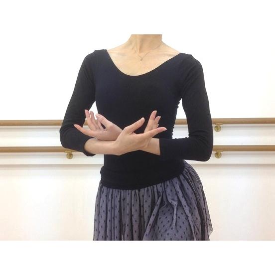 丸首7分袖レオタード ブラック M 057253-1008-35.jpg