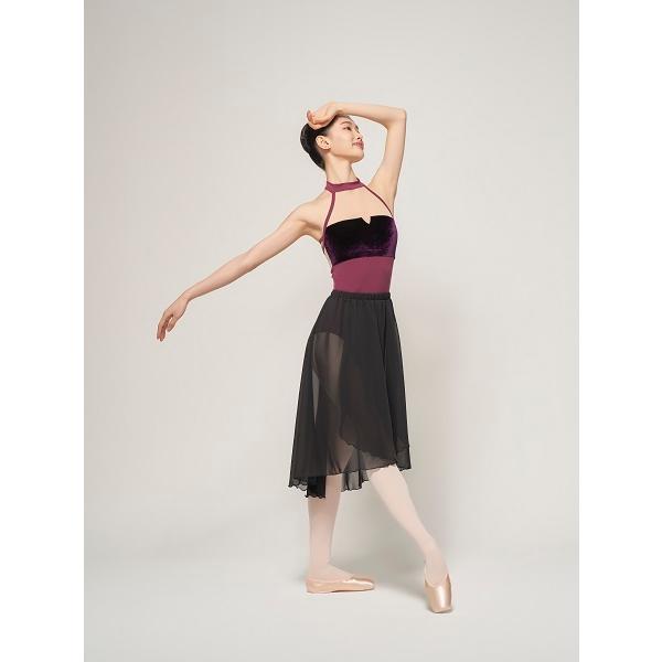 バレエ 大人 レオタード ホルターネック 胸元ベロア ミホローブ バスト