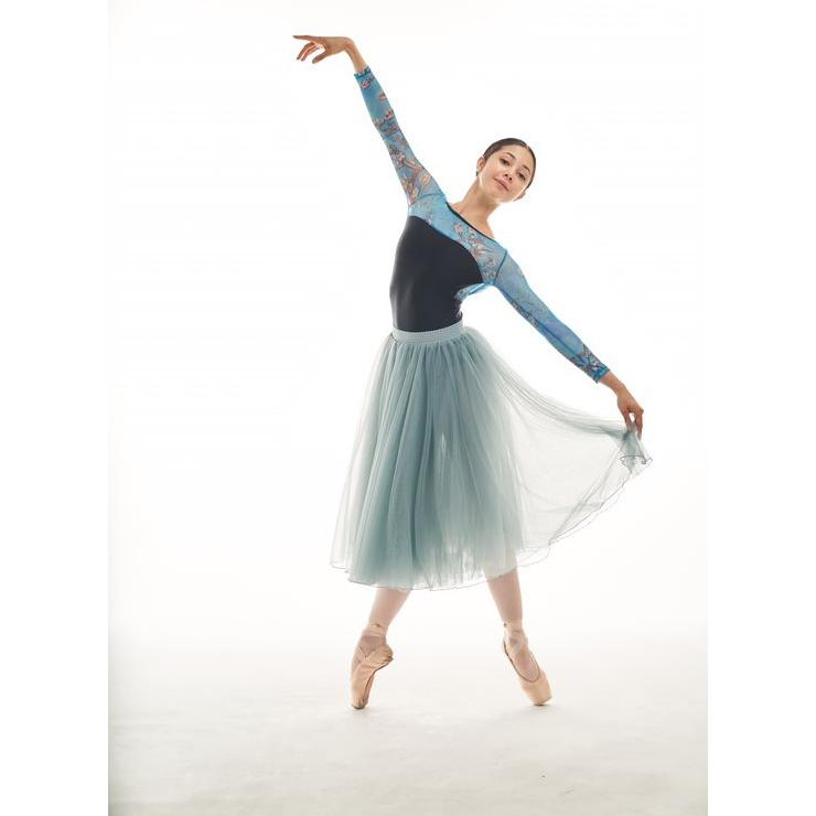 バレエ レオタード 大人 ジュニア 長袖 メッシュ ゴッホ絵画 Almond