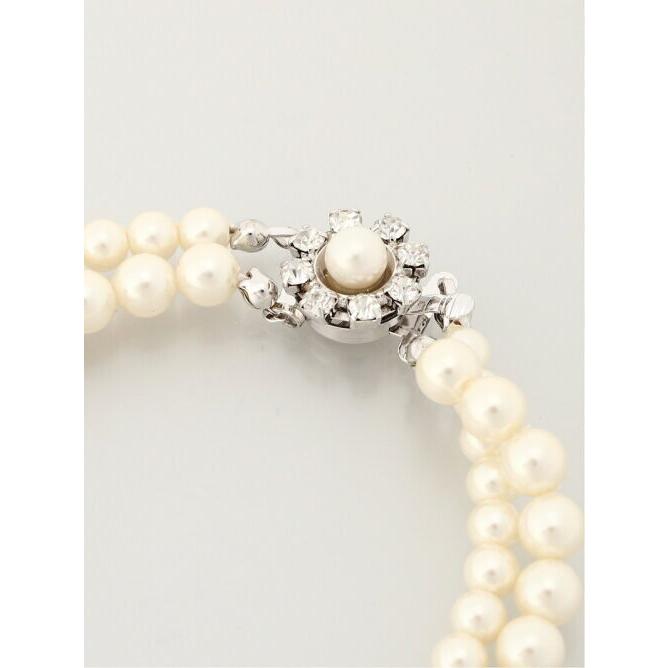 パール 真珠 日本製 クラスプ2連パールネックレス 白 ホワイト : pearl 