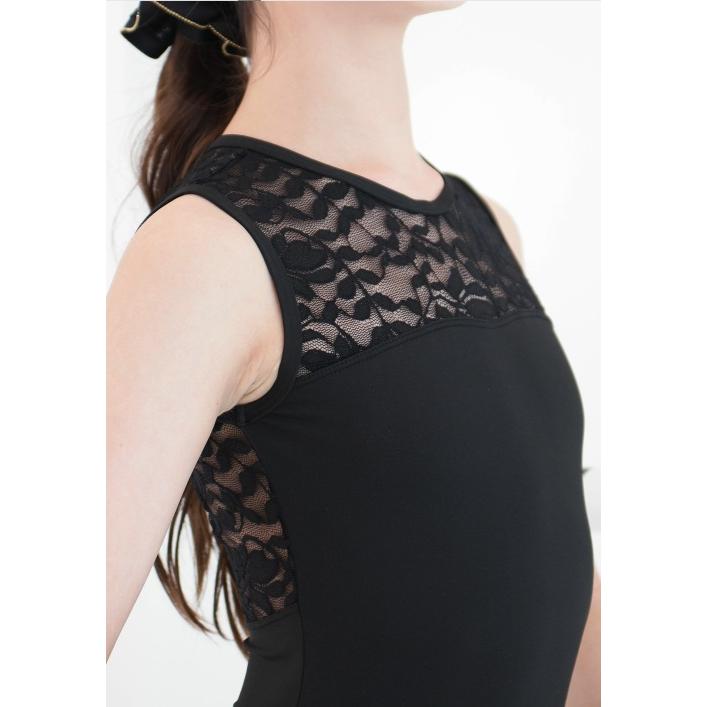 135 レース装飾付きレオタード 黒 Mignon（バレエ） バレエ レオタード 子供 ジュニア スカート