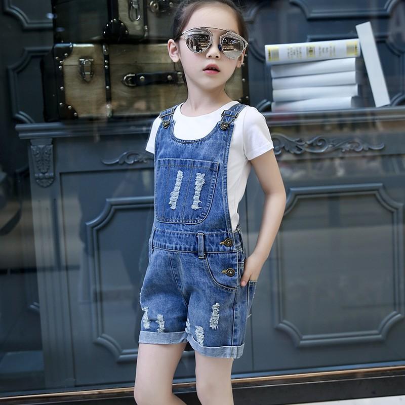 サロペット オーバーオール パンツ キッズ 女の子 女児 レディース デニム ブルー ショート ダメージ加工 110 120 130 140 150  :a-bot-74117:おとりよせ.com - 通販 - Yahoo!ショッピング