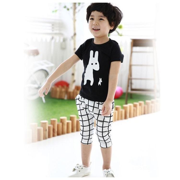 子供用 上下セット キッズ ジュニア 半袖tシャツ クロップドパンツ 2点セット セットアップ イラスト Tシャツ サルエル チェック柄 男の子 女の A Set おとりよせ Com 通販 Yahoo ショッピング