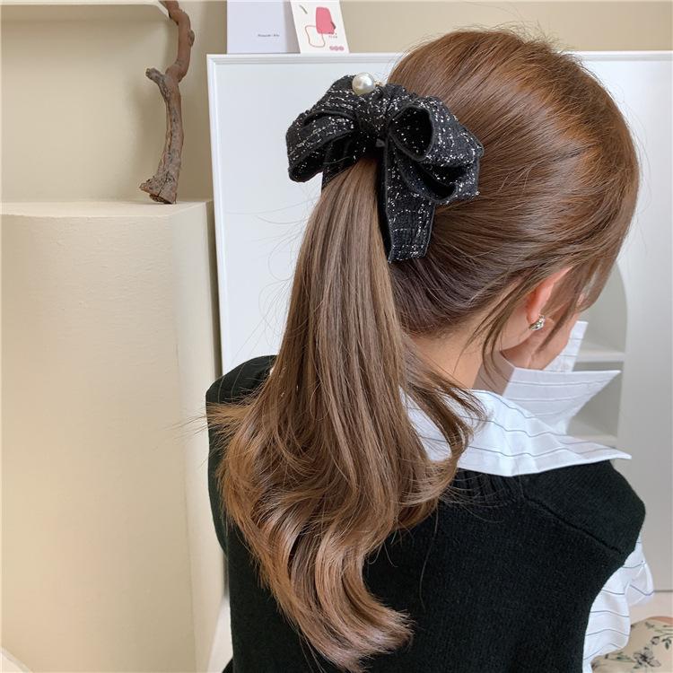 パール付きリボンクリップ バナナクリップ ヘアアクセサリー 通販 パール付きリボンクリップ バナナクリップ ヘアアクセサリー