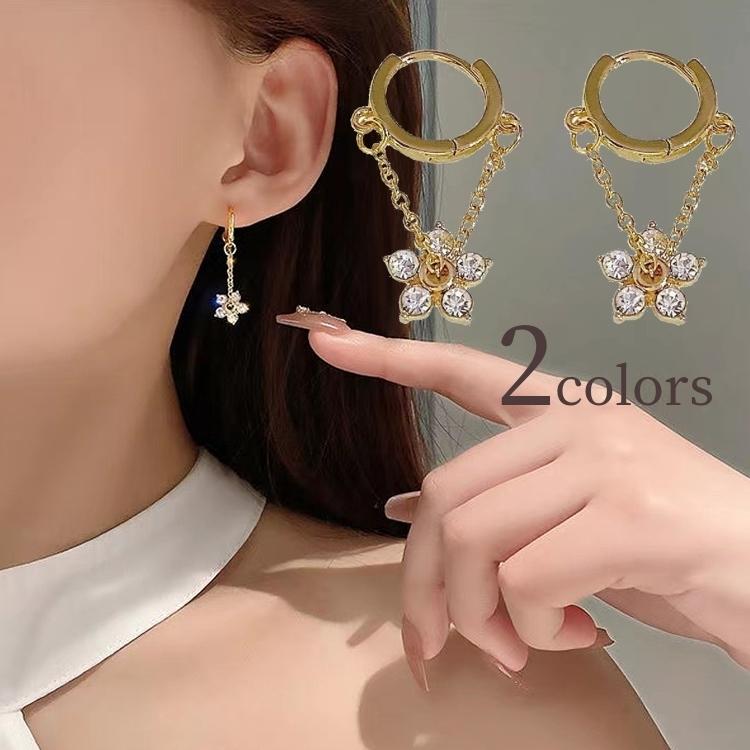 ピアス 両耳用 フープピアス アクセサリー レディース 女性 花 フラワー ラインストーン 揺れる かわいい おしゃれ ファッション雑貨 ギフト プレ Acc おとりよせ Com 通販 Yahoo ショッピング
