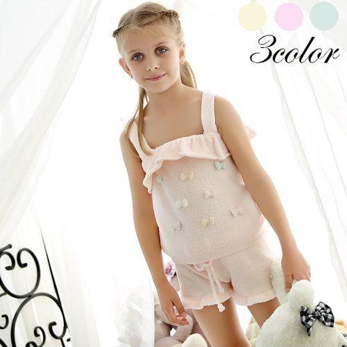 上下2点セット 子供用ルームウエア キャミソール 短パン モコモコ