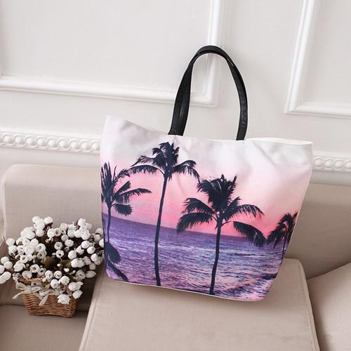 ビーチバッグ ビーチバック トートバッグ ショルダーバック 肩掛けカバン キャンバスバッグ レディース ハワイ柄 やしの木柄 ヤシノキ 南国 夏 海 Akf Yst 1707 おとりよせ Com 通販 Yahoo ショッピング