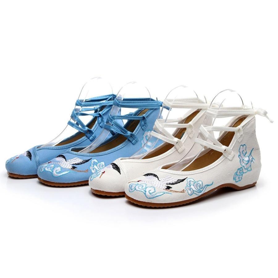 レースアップ バレエシューズ ローヒール パンプス レディース 靴 シューズ ラウンドトゥ インヒール 和柄 アジアン エスニック 刺繍 編み上げ カ Al 3333 おとりよせ Com 通販 Yahoo ショッピング
