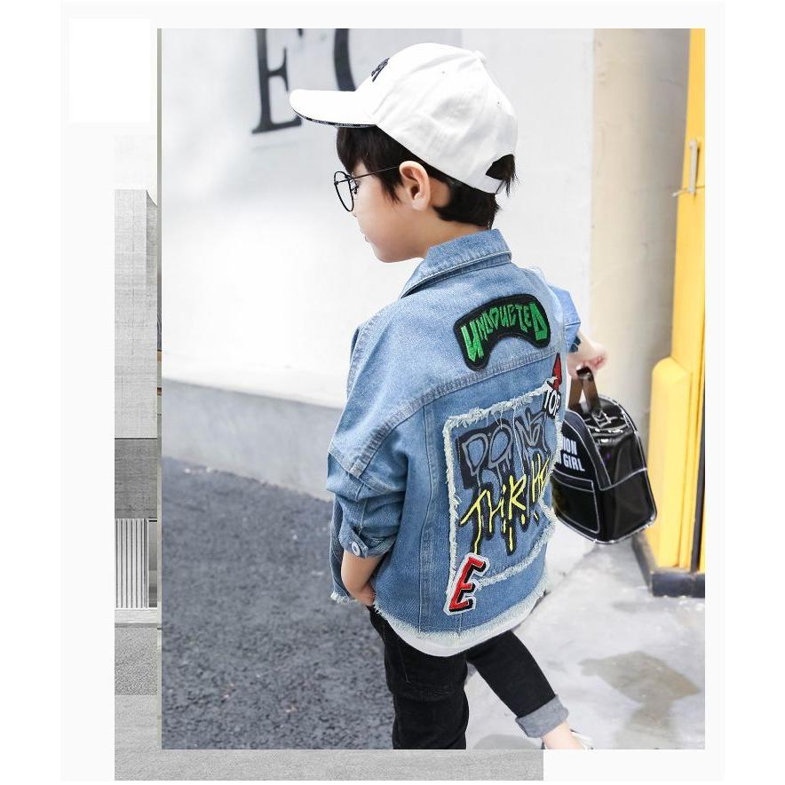 デニムジャケット キッズ ジュニア 子供服 子供用 男の子 アウター 上着 七分袖 スタンダートカラー ロゴ ポケット 前開き かっこいい おしゃれ Aut おとりよせ Com 通販 Yahoo ショッピング