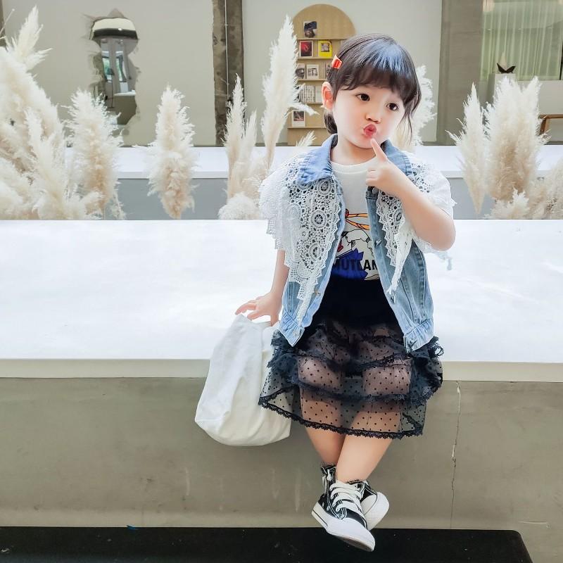 デニムジャケット Gジャン ジージャン アウター デニム シャツ 半袖 リメイク キッズ 子供 子ども ベビー 女の子 レース ポケット かわいい お Aut おとりよせ Com 通販 Yahoo ショッピング