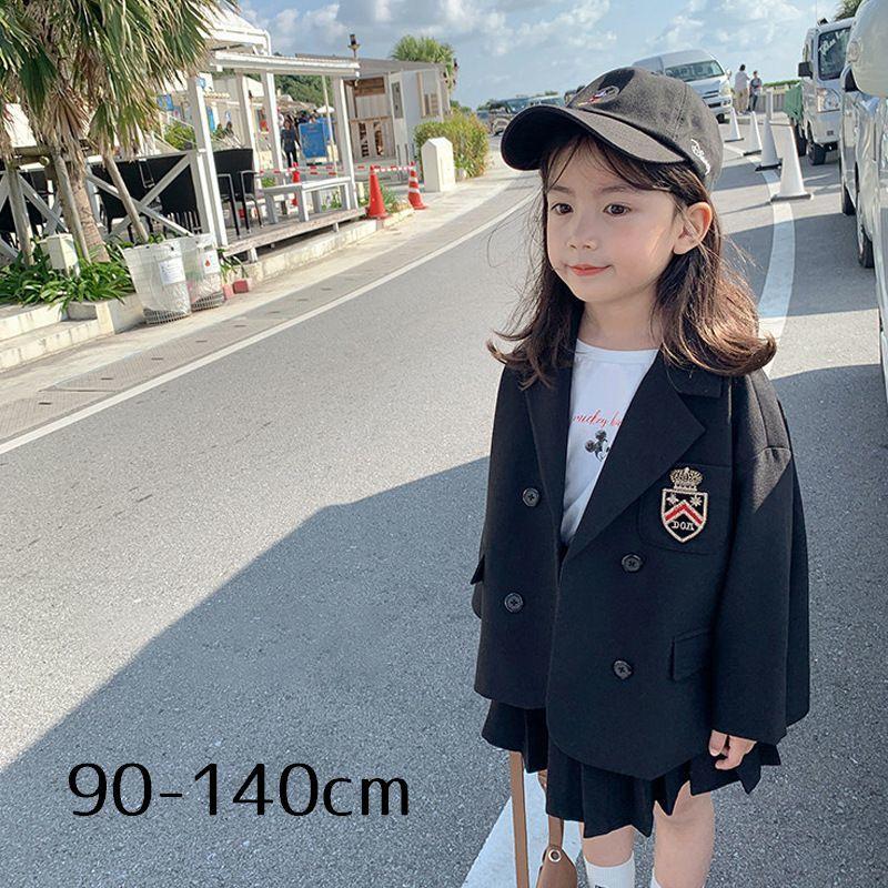 セットアップ 子供用 女の子 キッズ ジャケット ブレザー プリーツ 長袖 スカート ダブルボタン テーラーカラー ワッペン ロゴ 春秋 Aut おとりよせ Com 通販 Yahoo ショッピング