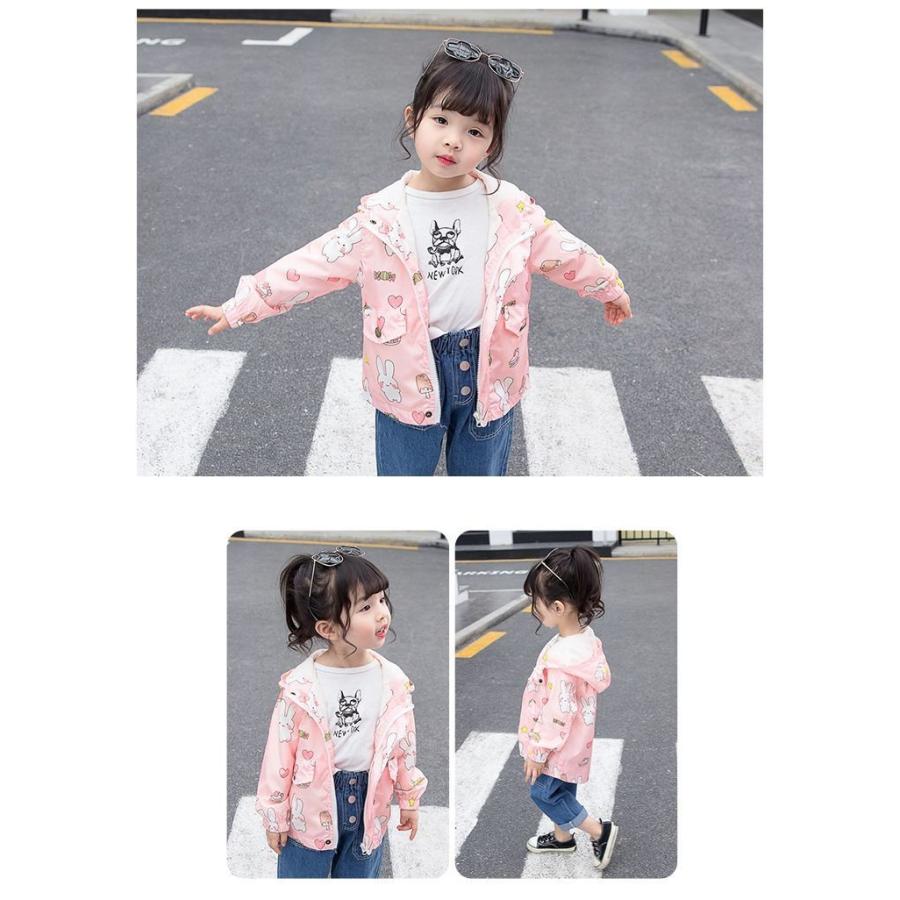 パーカー ジップアップ アウター ウインドブレーカー ジャンパー キッズ ベビー 子供 女の子 イラスト プリント フード ピンク ホワイト Aut おとりよせ Com 通販 Yahoo ショッピング