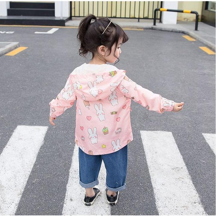 パーカー ジップアップ アウター ウインドブレーカー ジャンパー キッズ ベビー 子供 女の子 イラスト プリント フード ピンク ホワイト Aut おとりよせ Com 通販 Yahoo ショッピング