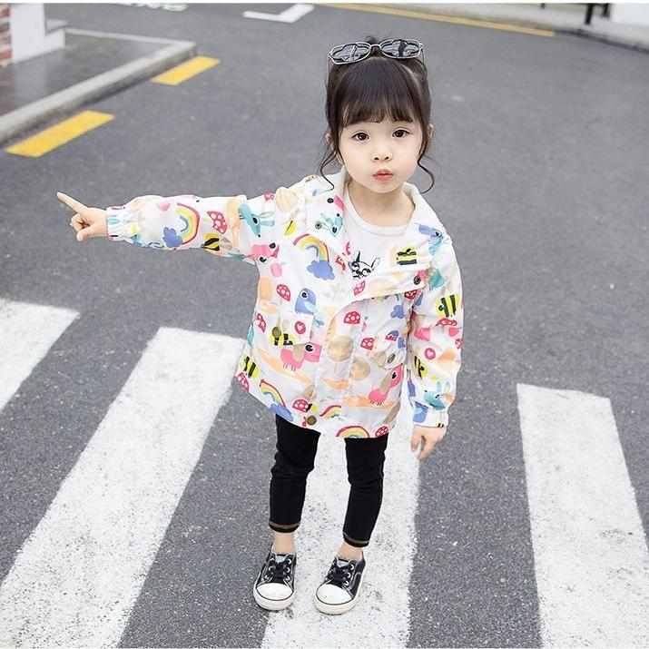 パーカー ジップアップ アウター ウインドブレーカー ジャンパー キッズ ベビー 子供 女の子 イラスト プリント フード ピンク ホワイト Aut おとりよせ Com 通販 Yahoo ショッピング