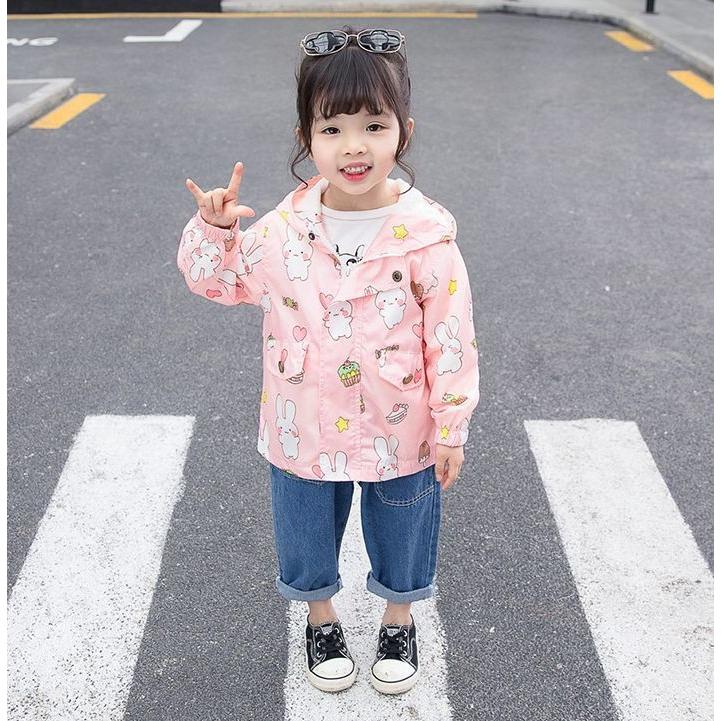 パーカー ジップアップ アウター ウインドブレーカー ジャンパー キッズ ベビー 子供 女の子 イラスト プリント フード ピンク ホワイト Aut おとりよせ Com 通販 Yahoo ショッピング