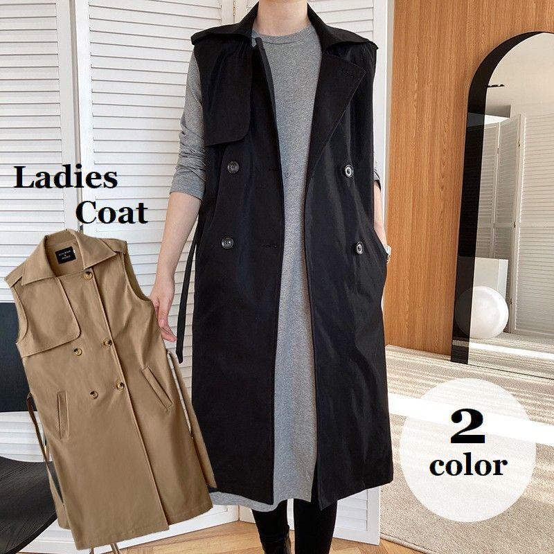 ジレコート ノースリーブ レディース アウター トレンチコート風 ロング ウエストベルト ポケット付き 上着 羽織り 薄手 婦人服 秋 春 大人女子 Aut おとりよせ Com 通販 Yahoo ショッピング