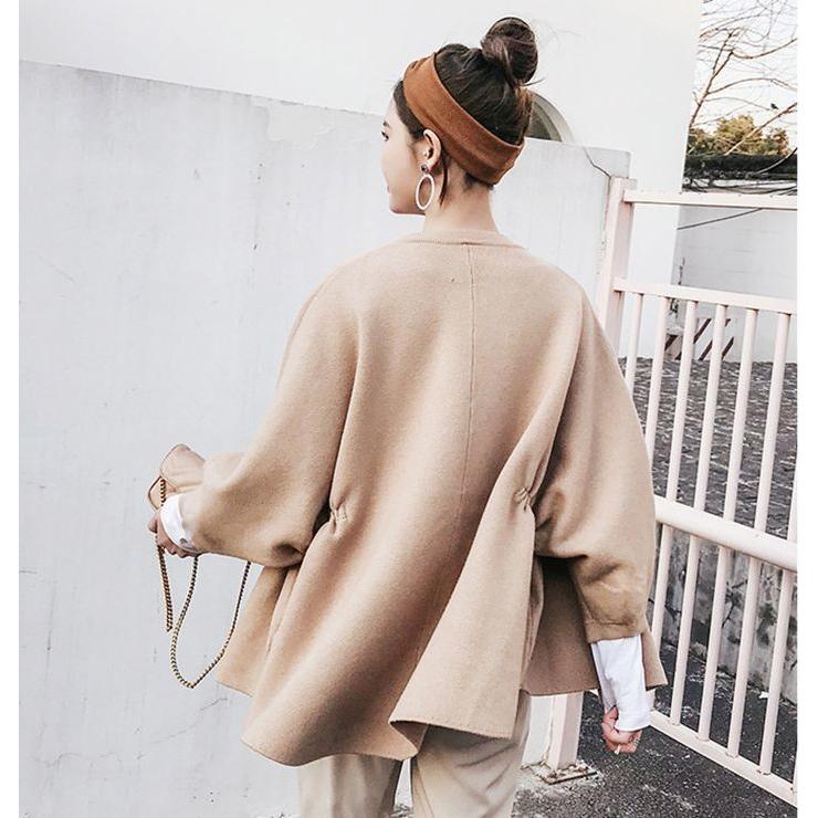 コート ショートコート ドルマンコート レディース アウター ポンチョ風 ドルマンスリーブ 長袖 九分袖 上着 羽織りもの 前開き ボタンなし 丸首 Aut おとりよせ Com 通販 Yahoo ショッピング