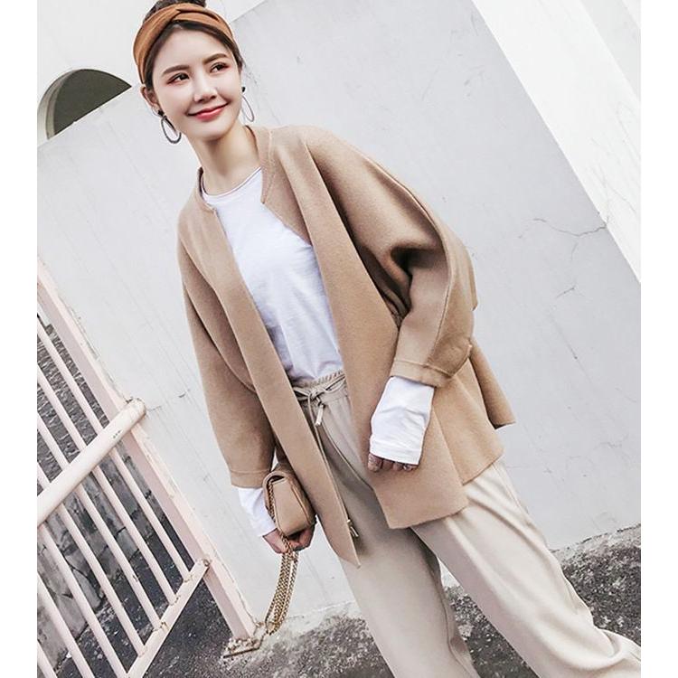 コート ショートコート ドルマンコート レディース アウター ポンチョ風 ドルマンスリーブ 長袖 九分袖 上着 羽織りもの 前開き ボタンなし 丸首 Aut おとりよせ Com 通販 Yahoo ショッピング