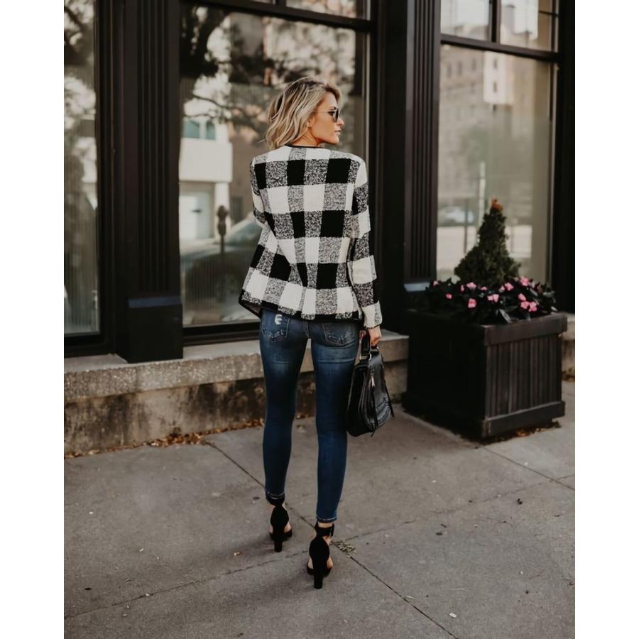 コート レディース アウター カスケーディングカラー バッファローチェック 格子柄 長袖 おしゃれ お出かけ カジュアル 婦人 Aut おとりよせ Com 通販 Yahoo ショッピング