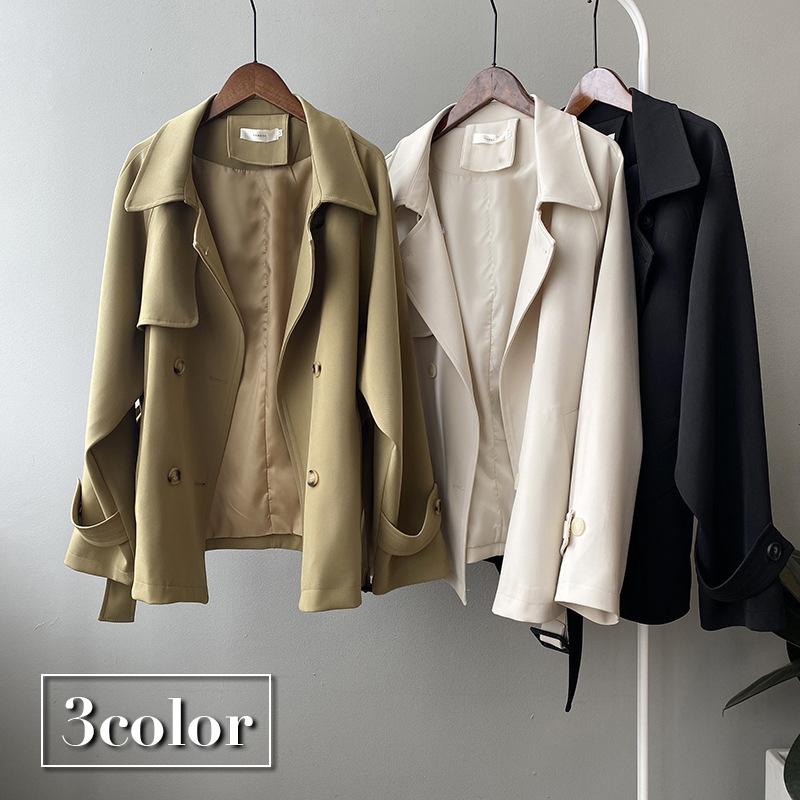 トレンチコート ショート丈 アウター レディース スプリングコート ラグランスリーブ ウエストベルト付き きれいめ カジュアル シンプル かわいい お Aut おとりよせ Com 通販 Yahoo ショッピング