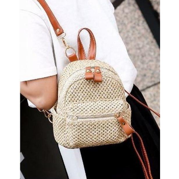 バッグ リュック リュックサック レディース かごバッグ風 編みバッグ風 ジッパー開閉 ファスナー ワンショルダー 外ポケット サマーバッグ シンプル Bag おとりよせ Com 通販 Yahoo ショッピング