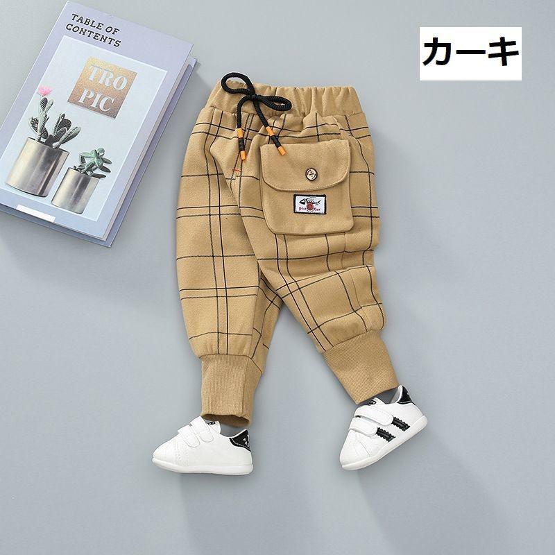 長ズボン スウェットパンツ ボトムス 立体ポケット ウエスト紐 裾リブ 格子柄 チェック キッズ ベビー 子供服 男の子 女の子 男児 女児 カジュア 素晴らしい品質