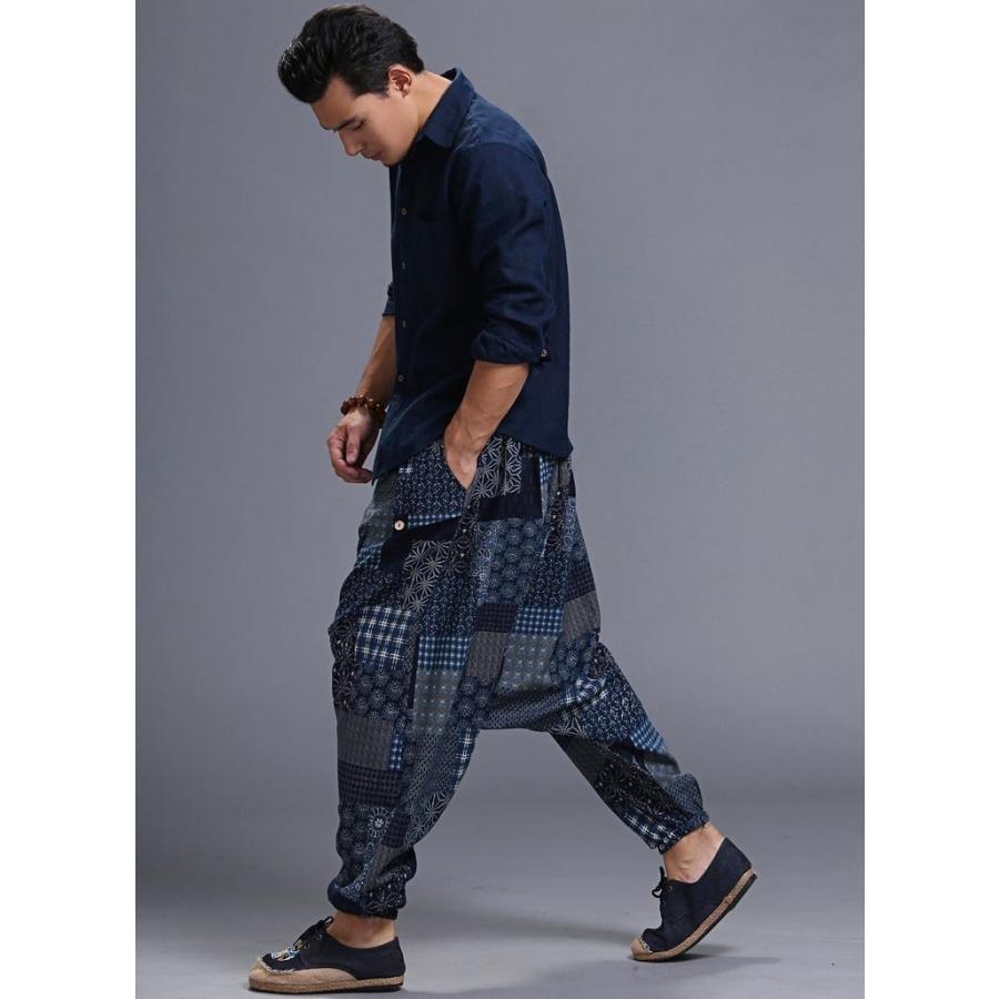 サルエルパンツ ロングパンツ 長ズボン メンズ ボトムス 薄手 ウエストゴム 和柄 パッチワーク風デザイン 楽チン カジュアル おしゃれ 男性用 紳士 Bot おとりよせ Com 通販 Yahoo ショッピング