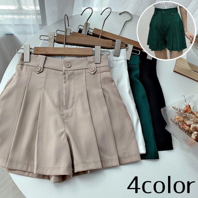 ショートパンツ レディース ボトムス プリーツ ハイウエスト シンプル 無地 おしゃれ きれいめ お出かけ オフィス カジュアル 通勤 飾りボタン ポ Bot おとりよせ Com 通販 Yahoo ショッピング