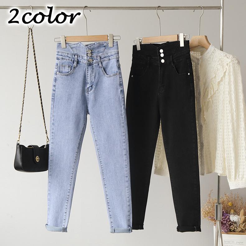デニムパンツ 単品 レディース ロングパンツ スリム ダブルベルト風 トリプルボタン ハイウエスト ジーンズ ジーパン ボトムス おしゃれ かっこいい Bot おとりよせ Com 通販 Yahoo ショッピング