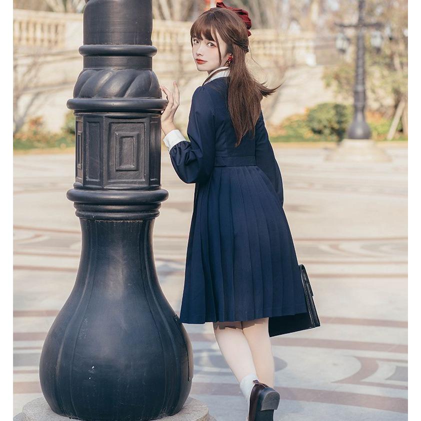コスチューム コスプレ衣装 レディース 制服風 女子高生風 ワンピース 長袖 リボン 襟付き フェイクレイヤード プリーツスカート 清楚系 お嬢様系 Cos おとりよせ Com 通販 Yahoo ショッピング
