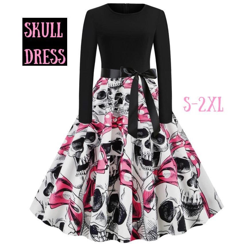 パーティードレス ハロウィン ワンピース レディース ドクロ スカル リボン ドット 魔女コスプレ イベント コスチューム 長袖 ハロウィンコス パー Cos おとりよせ Com 通販 Yahoo ショッピング