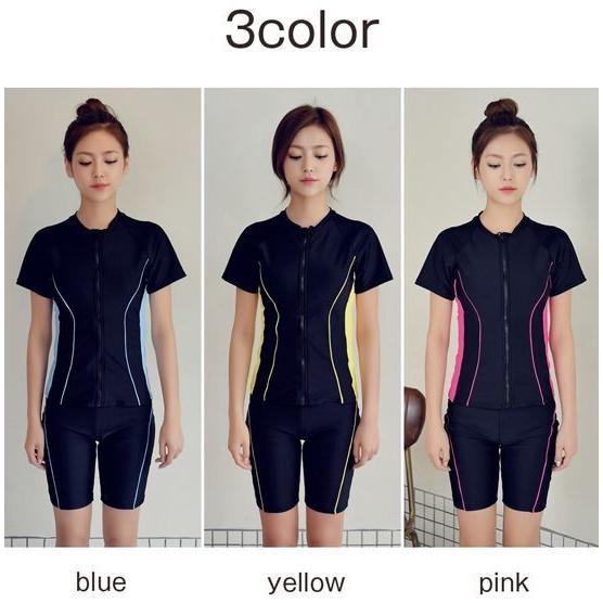 水着 フィットネス水着 上下セット 2点セット レディース スイムウエア セットアップ 半袖 半ズボン パンツ ハーフパンツ トップス ボトムス ツー Cy869 おとりよせ Com 通販 Yahoo ショッピング