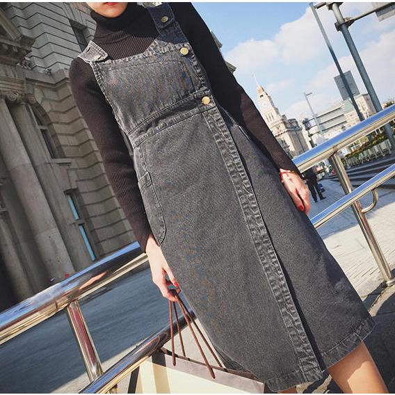デニム ラップスカート サロペット プリーツ タイト ジャンパースカート 膝丈 ミモレ丈 シンプル 無地 レディース ボトムス Dyldh Bl258 おとりよせ Com 通販 Yahoo ショッピング