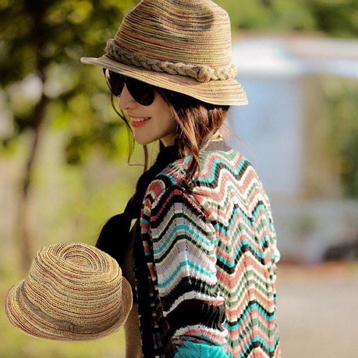 麦わら帽子 帽子 ハット ストローハット 中折れハット レディース 女性 婦人 ファッション小物 ミックスカラー かわいい おしゃれ 紫外線対策 Hat おとりよせ Com 通販 Yahoo ショッピング