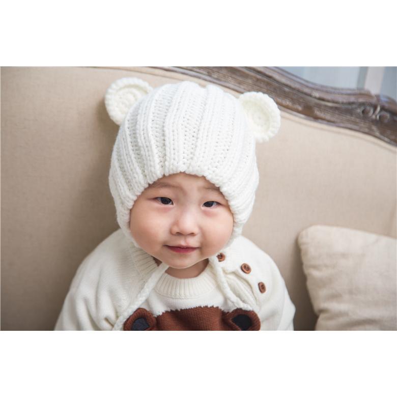 帽子 ニット帽 キャップ ベビー 赤ちゃん クマ 耳 紐 毛糸 編み物 単色 シンプル かわいい おしゃれ 防寒 お出かけ Hat おとりよせ Com 通販 Yahoo ショッピング