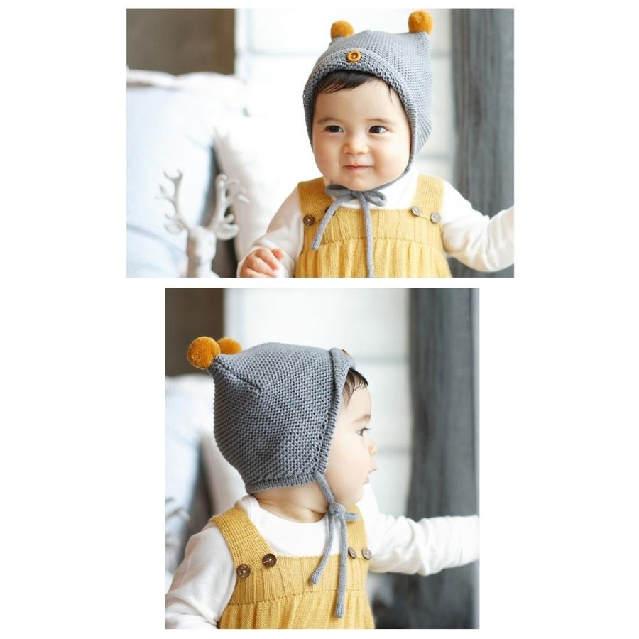 子供用 ニット帽 ボンネット 顎ひも付き 耳付き ポンポン付き ニットキャップ ベビー キッズ 赤ちゃん 男の子 女の子 冬帽子 Hat おとりよせ Com 通販 Yahoo ショッピング