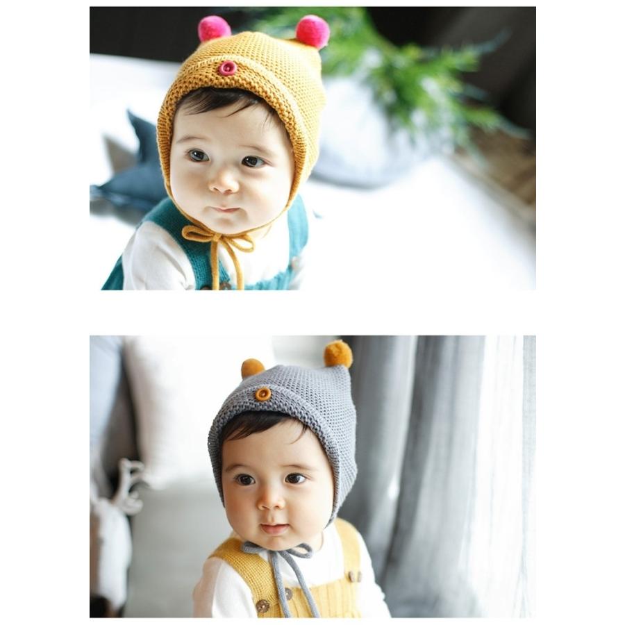 子供用 ニット帽 ボンネット 顎ひも付き 耳付き ポンポン付き ニットキャップ ベビー キッズ 赤ちゃん 男の子 女の子 冬帽子 Hat おとりよせ Com 通販 Yahoo ショッピング
