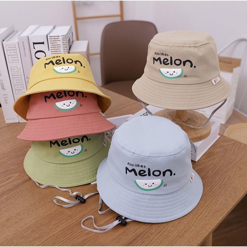 ハット 帽子 ぼうし バケットハット 子供用 キッズ ベビー 女の子 男の子 メロン フルーツ ロゴ カジュアル かわいい 顎ひも付き 日よけ
