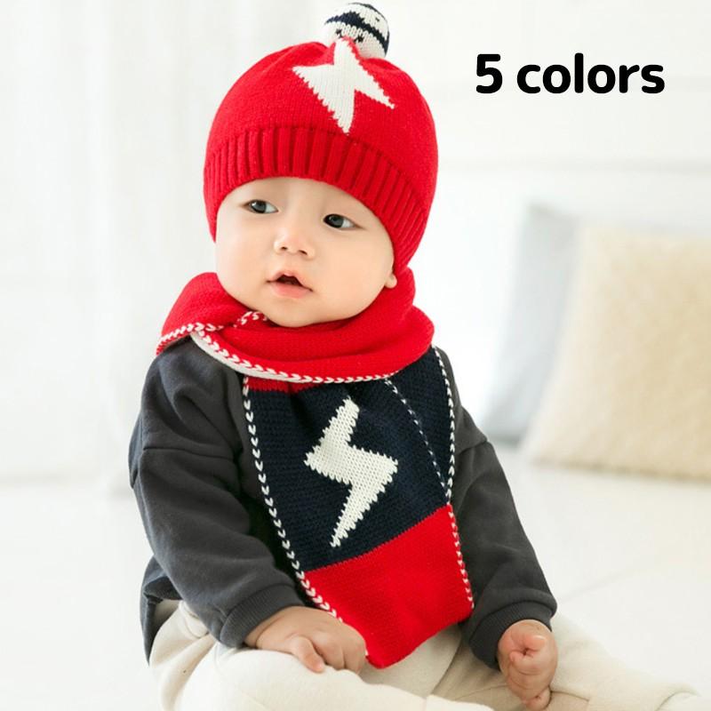 帽子 ニット帽 キッズ 冬 男の子 女の子 ツーピース マフラー付き ポンポン 稲妻柄 サンダー クール ワイルド かわいい Hat おとりよせ Com 通販 Yahoo ショッピング