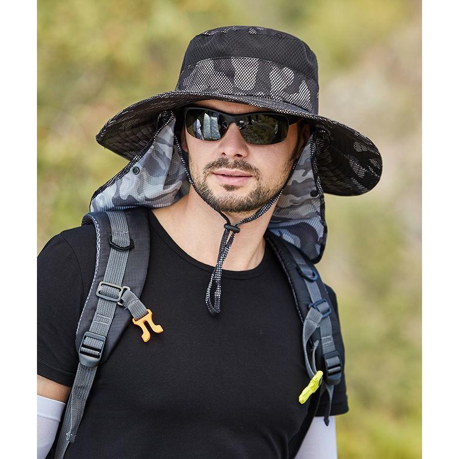 サファリハット メンズ 帽子 フェイスガード ネックカバー 迷彩柄 つば広 折りたたみ 通気性 日よけ UV 紫外線対策 農作業｜mignonlindo｜09