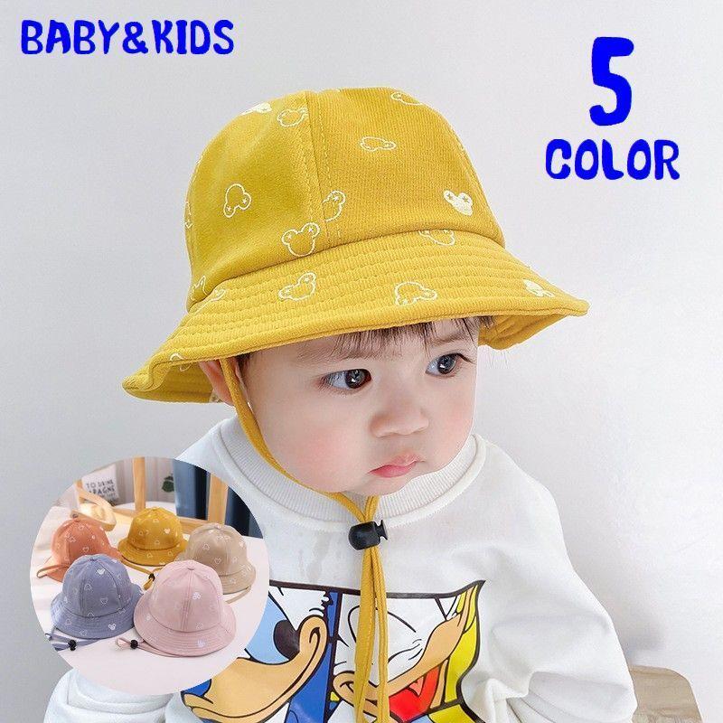 ハット ベビー 赤ちゃん キッズ 子供用 帽子 クルーハット プリント クマ 熊 あご紐付き かわいい 日焼け対策 熱中症対策 世界有名な