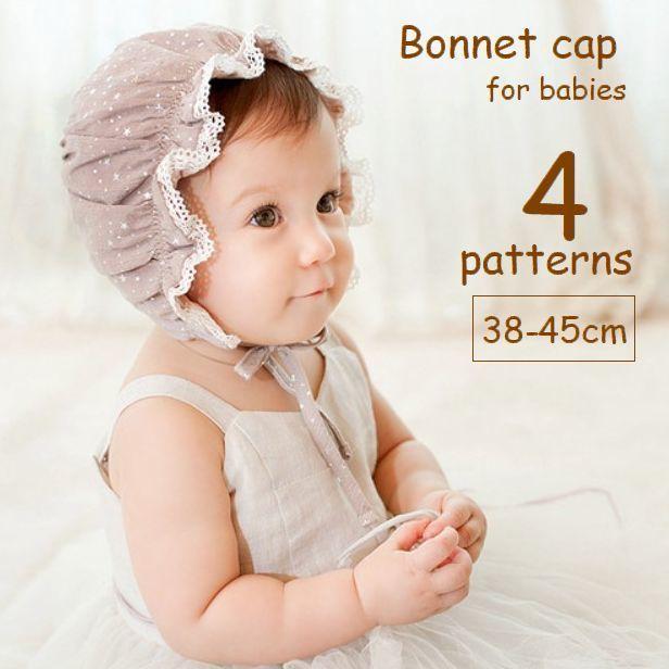 ボンネット帽 ベビー 帽子 ハット スカラップレース フリル 赤ちゃん 新生児 春夏 日除け お出掛け 記念日フォト 出産祝い あご紐 レトロ 可愛い 人気激安