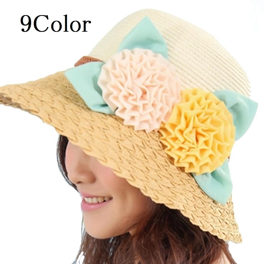 麦わら帽子 レディース ストローハット ぼうし 花 フラワー 女性用 おしゃれ かわいい 日よけ 紫外線対策 Uv対策 リゾート ビーチ ナチュラル Hat 046 おとりよせ Com 通販 Yahoo ショッピング