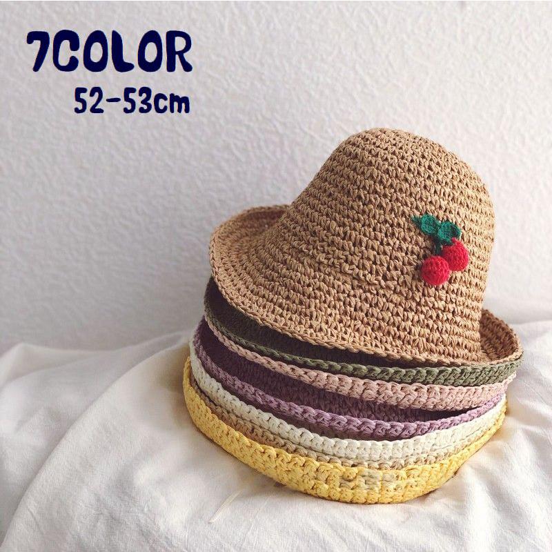 麦わら帽子 ストローハット キッズ 子供用 ベビー 赤ちゃん クローシュ サクランボ フルーツ かわいい 紫外線対策 お出かけ Hat 568 おとりよせ Com 通販 Yahoo ショッピング